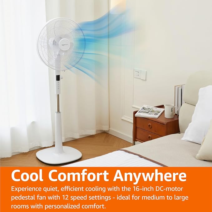 Amazon Basics 16" DC Motor Standing Floor Fan, 12 Speed - Image 5