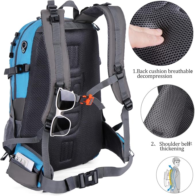 FENGDONG 40L Waterproof Lightweight Hiking, Travel Backpack - Image 5