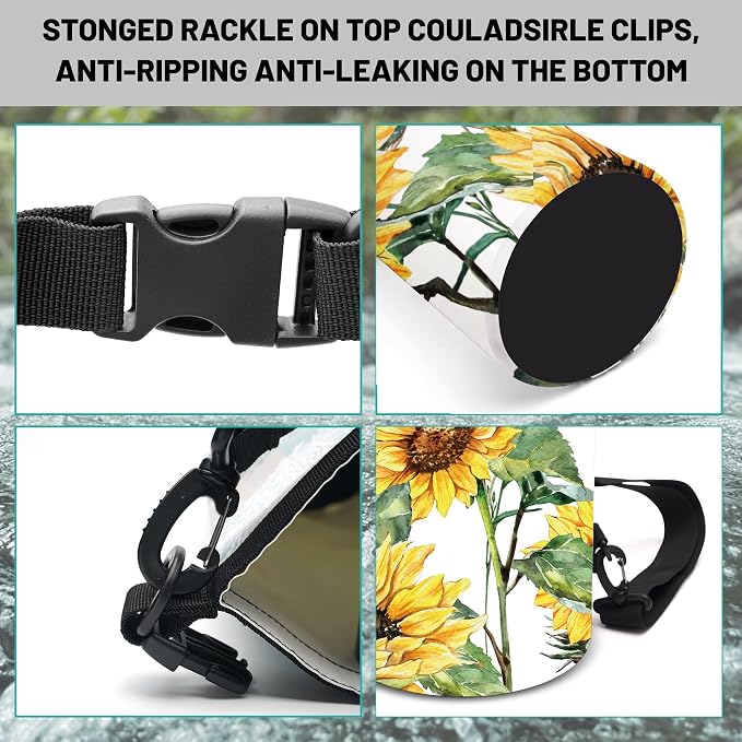 Waterproof Dry Bag, Roll Top Summer Sunflowers Small Waterproof Backpack - Image 3