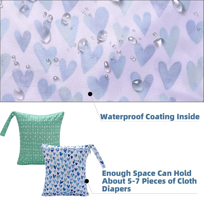 2pcs Cloth Diaper Wet Dry Bags Waterproof Reusable - Image 5