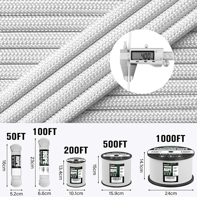 Paracord Rope 750 lb - 200ft 5/32" Parachute Cord 4MM 12-Strand para Cord - - Image 5