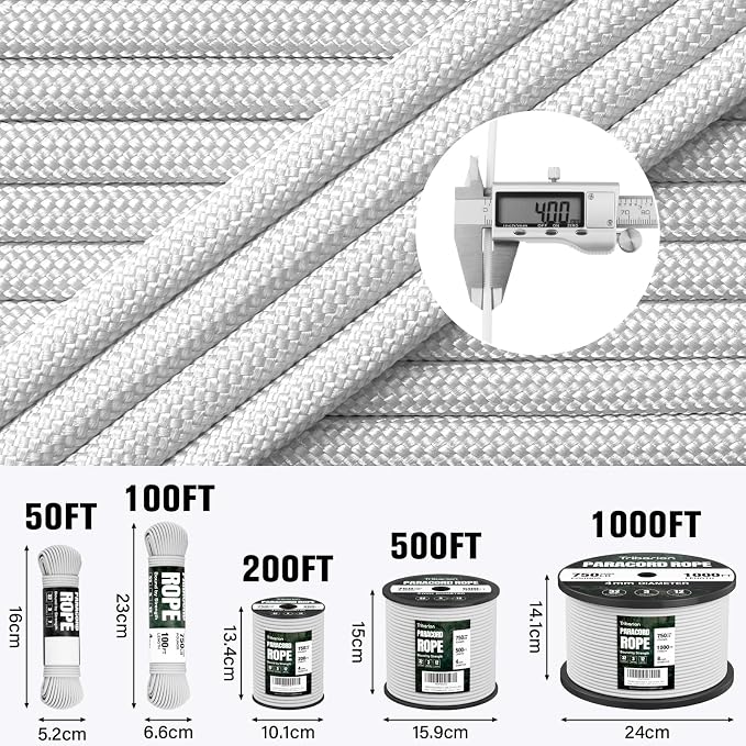 Paracord Rope 750 lb - 1000ft 5/32" Parachute Cord 4MM 12-Strand para Cord - - Image 2