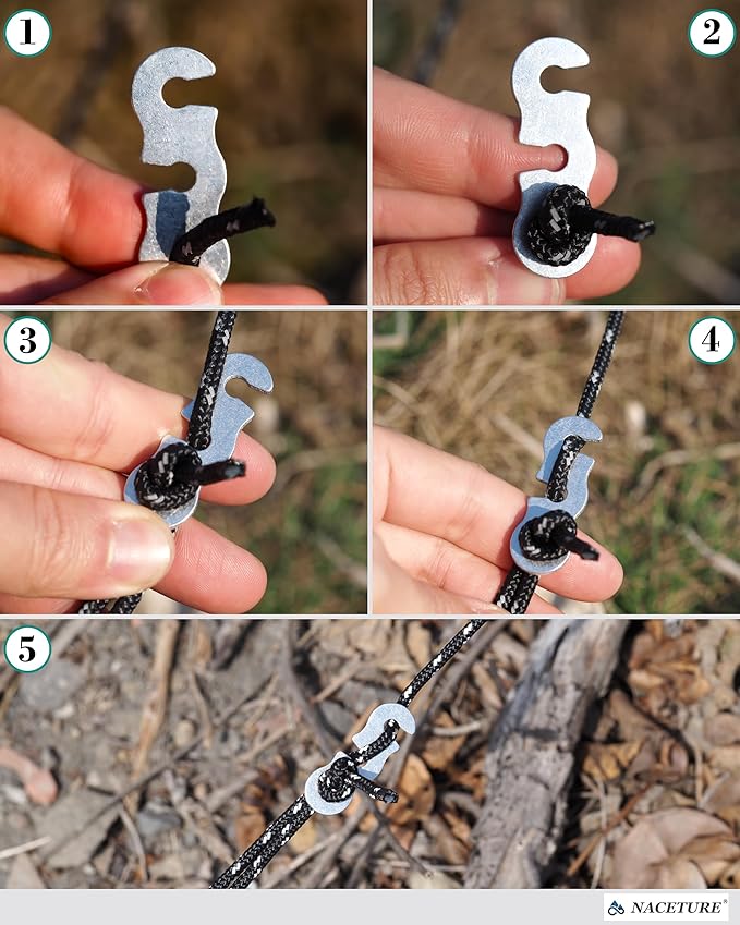 Rope Tensioner Aluminum Alloy Camping Tent Guyline Cord Adjuster Camping of Gear - Image 3