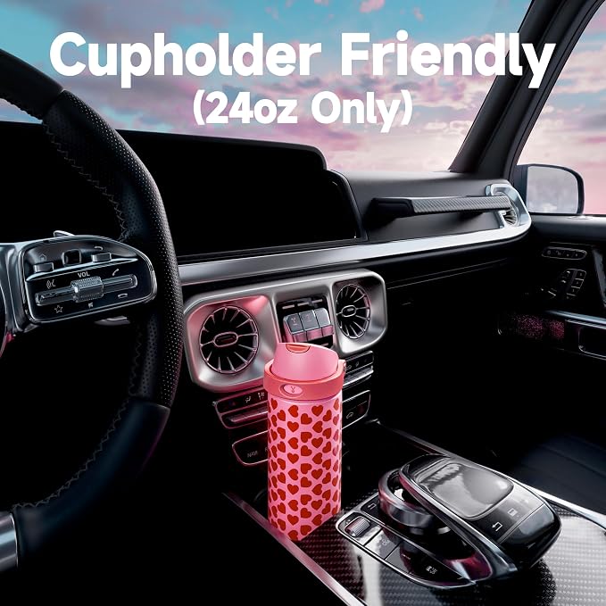 24 oz Valentine's Day Water Bottle: Meoky Stainless Steel Heart Water Bottle - Image 6