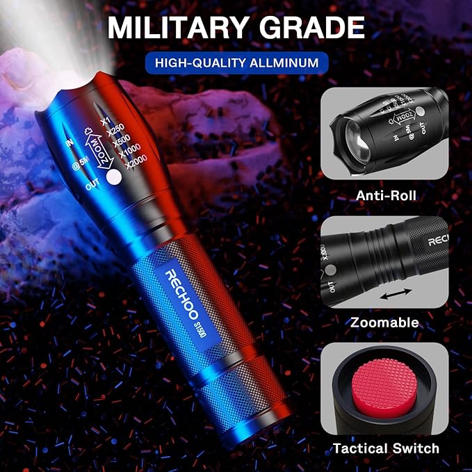 RECHOO Tactical Flashlight 4 Pack, Bright Zoomable LED Flashlight - Image 3