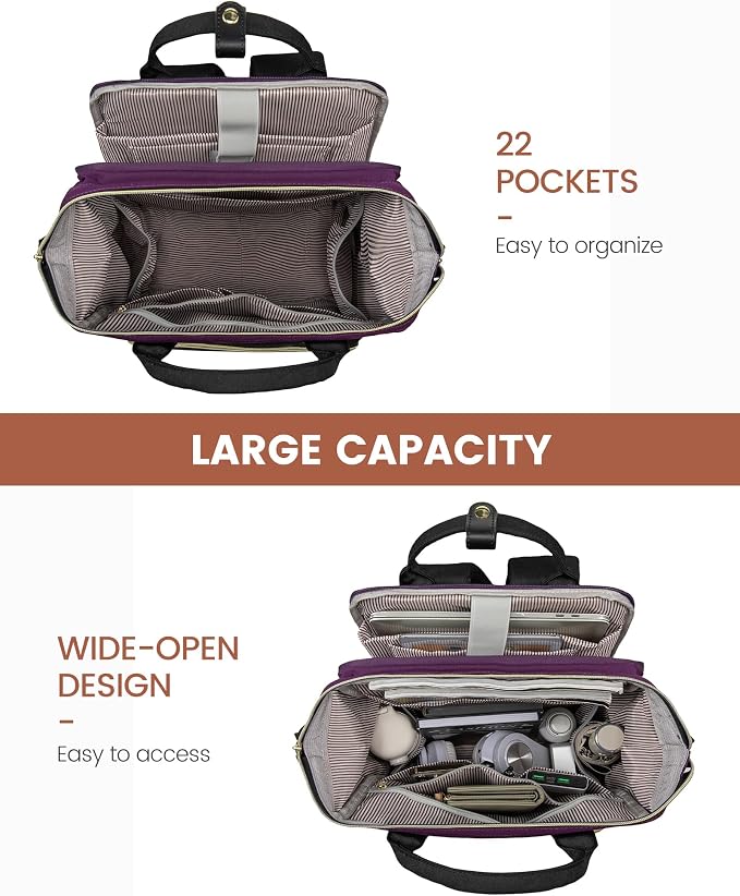 LOVEVOOK Laptop Backpack for Women, 15.6'' Waterproof Nurse Bag Teacher Work - Image 3
