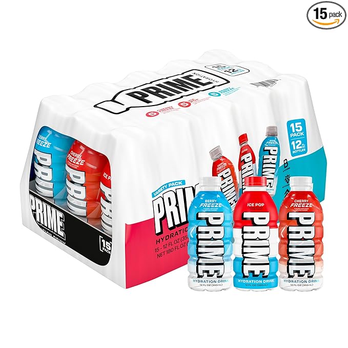 PRIME HYDRATION Variety, Berry Freeze, Cherry Freeze, & Ice Pop Sports Drinks by DrinkPrime