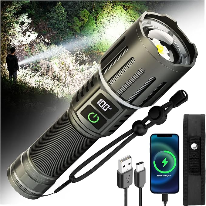 Victoper Rechargeable Flashlight, Titanium 5 Modes Zoomable Flash Light by Victoper