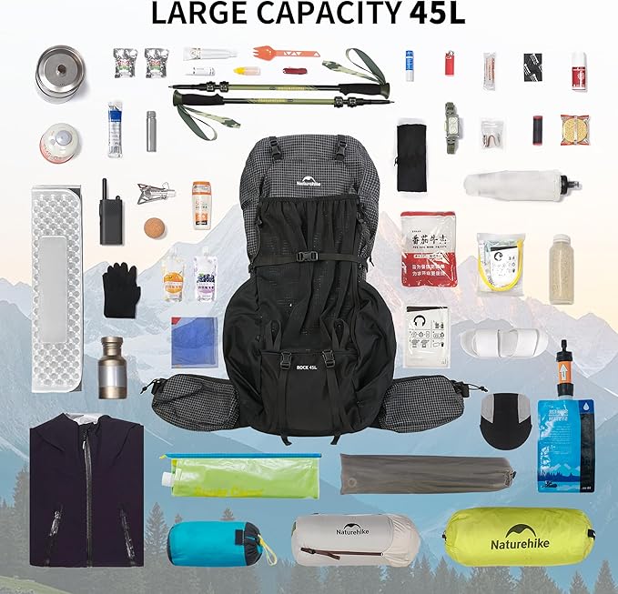 Naturehike 45L Rock 2.0 Upgraded Internal Frame Hiking Backpack - Image 4