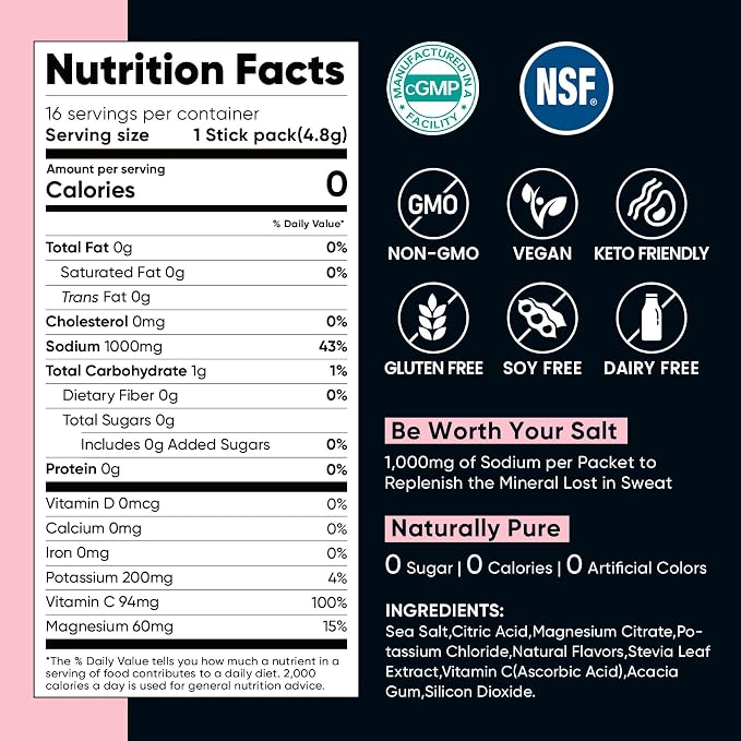 Venture Pal High Sodium Sugar Free Electrolytes Powder Packet, Zero Calories - Image 8
