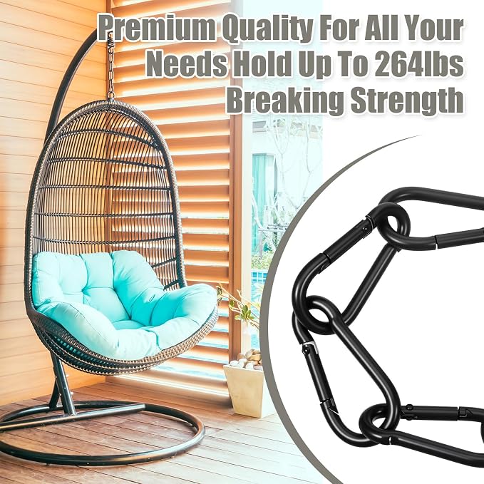 6 Pack Black Carabiner Clip, 2.36 Inch Heavy Duty Carabiner Clip Spring Snap - Image 5