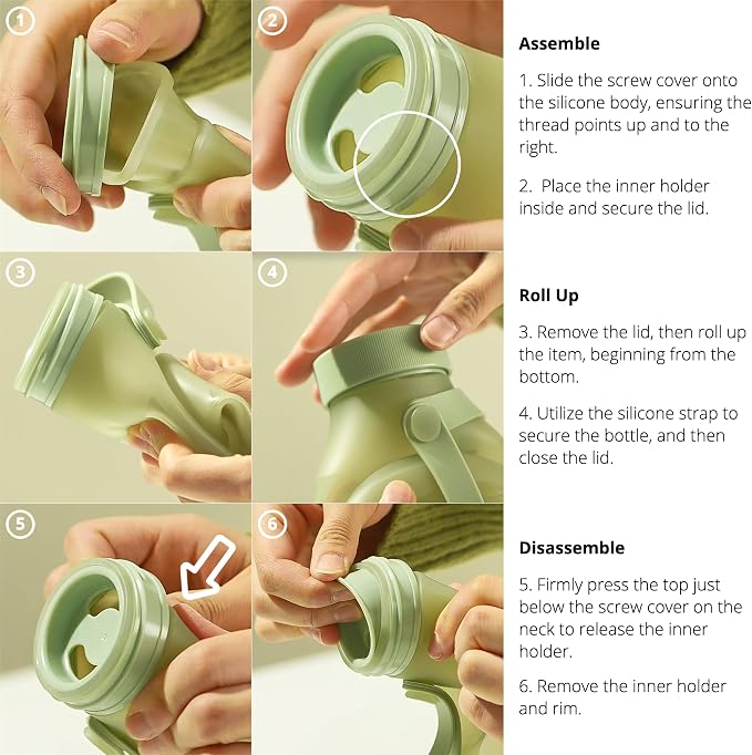 BLUE GINKGO Collapsible Water Bottle – Lightweight, Foldable Silicone Bottles - Image 6