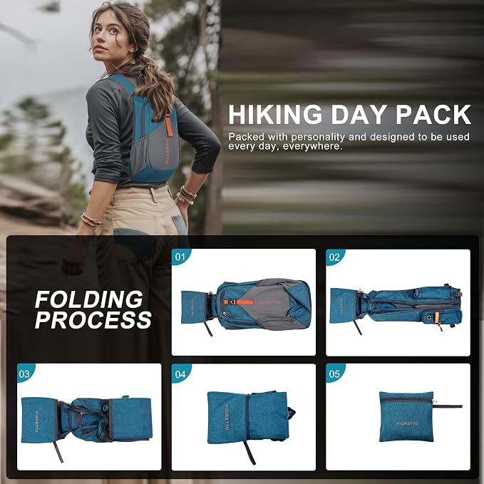 FIORETTO 10L Hiking Backpack for Women Men Mini Packable Backpack Lightweight - Image 9