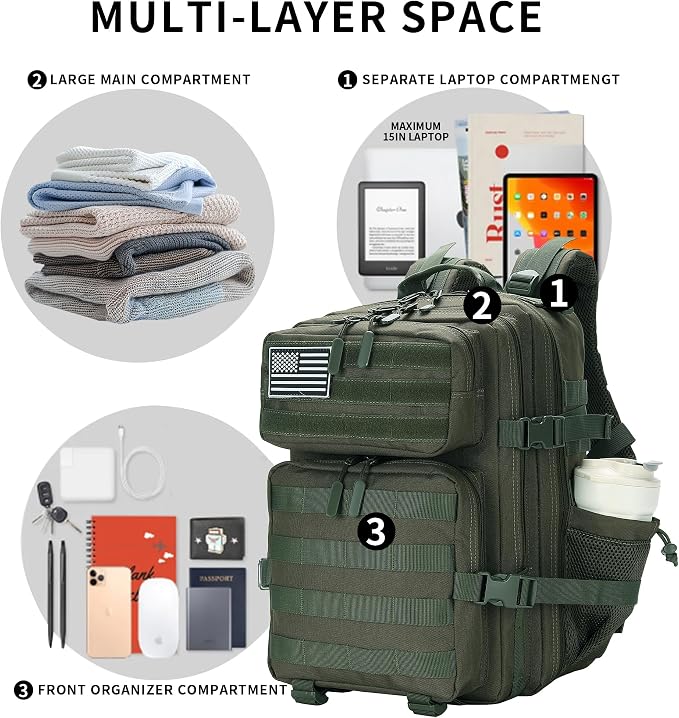 Lovelinks21 25L Military Tactical Backpack Small Assault Pack Molle Daypack - Image 6