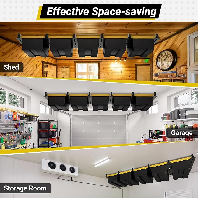 5-bin Overhead Garage Storage Rack, Heavy Duty Ceiling Storage Racks, Powder - Image 7