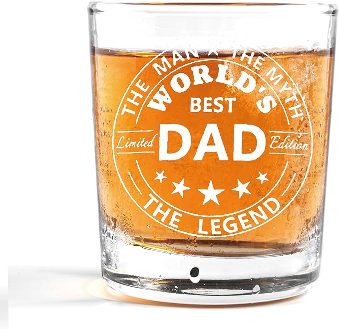Nogrit World's Best Dad Whiskey Glasses 10 oz, Best Dad Gifts by Nogrit