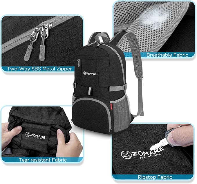 ZOMAKE Ultra Lightweight Packable Backpack 25L, Small Foldable Backpacks Hiking - Image 4