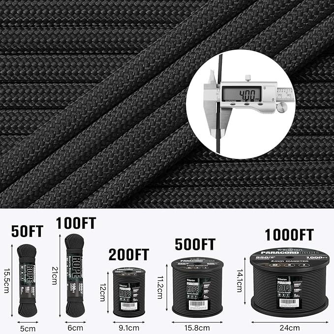 Paracord Rope 550 lb - 100ft 5/32" Parachute Cord 4MM 7-Strand para Cord - - Image 5