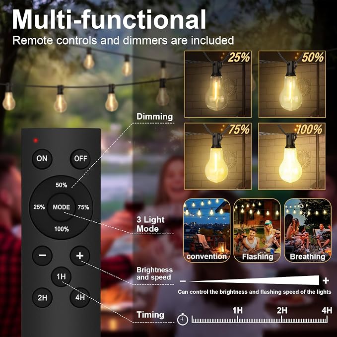 75FT Outdoor String Lights Waterproof - Image 3