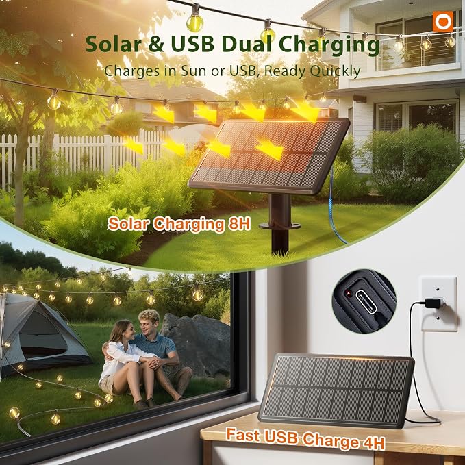 addlon 25FT Solar Powered Outdoor String Lights Waterproof - Image 2