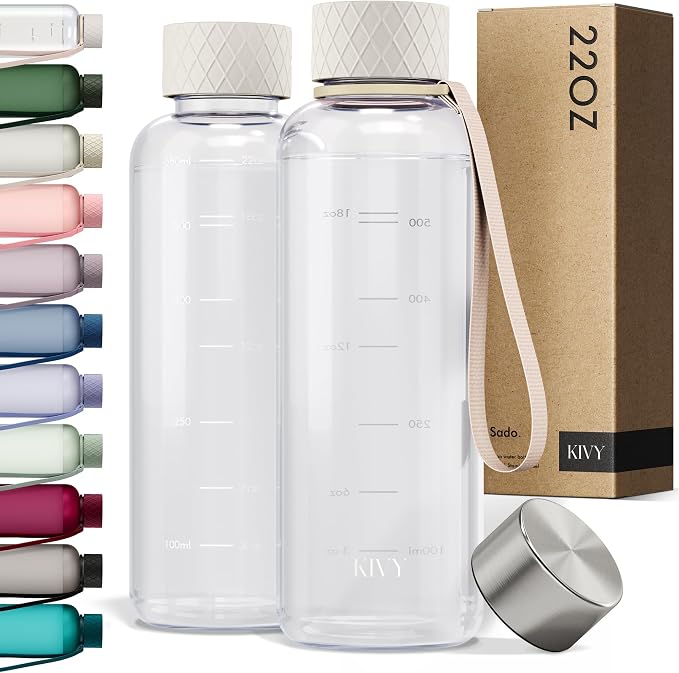 KIVY Slim Water Bottle 22oz Leak Proof Bottle by KIVY