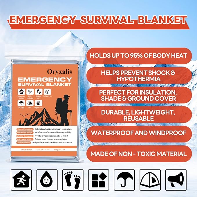 Emergency Mylar Thermal Blankets, Outdoor Traveling, First Aid - Image 5