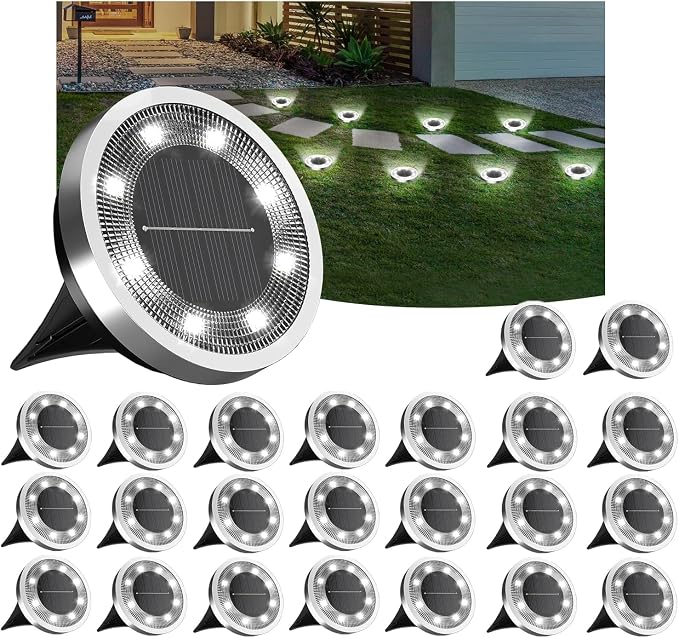 INCX Solar Ground Lights, 24 Pack Solars Light Outdoor Waterproof, Solar Garden by INCX