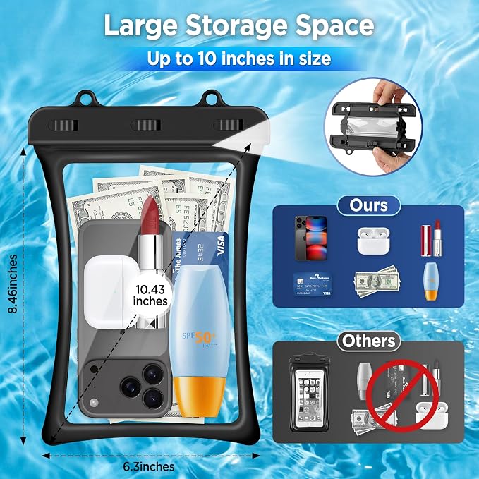 CACOE [Floatable Floating Universal IPX8 Waterproof Phone case 2 Pack-Up to - Image 3
