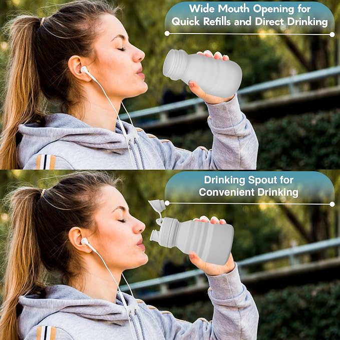 Collapsible Water Bottles 17oz, Odorless BPA-Free Silicone, Leak-Proof Foldable - Image 7