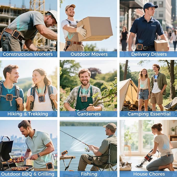 SEAINGO Portable Waist Fan Rechargeable – 10000mAh, 42 ft/s Max, 5 Speeds - Image 9