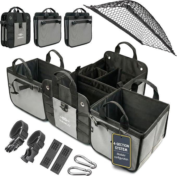 Modular 4-Section XL Trunk Organizer – Car Storage by DURABLEZ