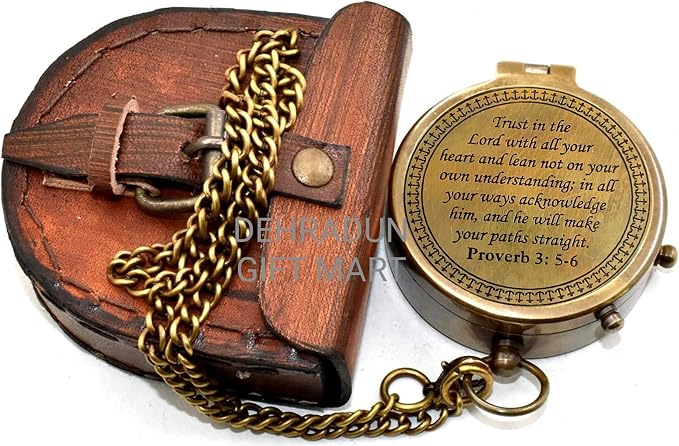 Handmade Vintage Brass Engraved Compass - Image 5