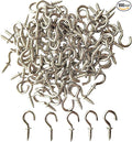 Set of 100 Nickel Plated Metallic Silver Cup Hooks Small Hooks, 1/2 Inch by Pengchengwanli