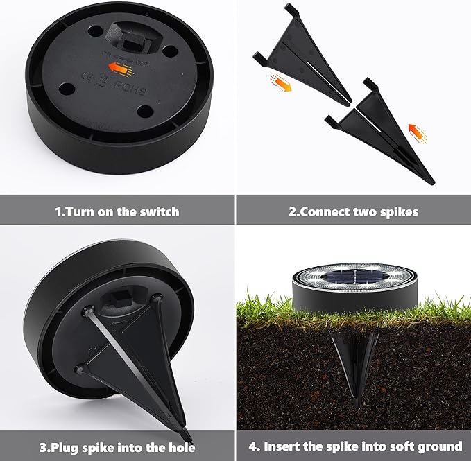 Joomer Solar Ground Lights, 16 Pack 8 LED Solar Lights Outdoor IP68 Waterproof - Image 5
