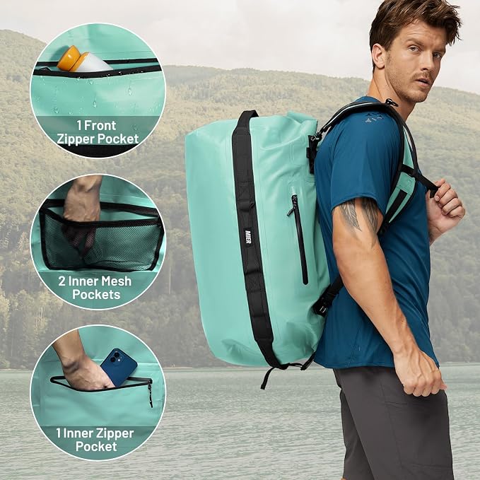 MIER Waterproof Duffel Bag Motorcycle Dry Bag Backpack Large Roll-Top Heavy - Image 3