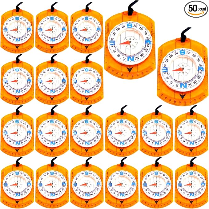 50 Pack Orienteering Compass Bulk Advanced Baseplate Compass Hiking Survival by Unknown