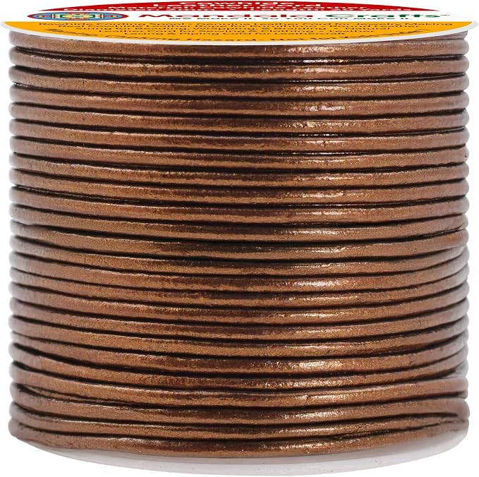 Mandala Crafts Round Genuine Bronze Leather Cord - Image 2
