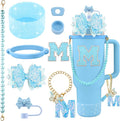 9PCS Blue for Stanley Cup Accessories Set Bling Initials Bow Charms for Stanley by Unknown