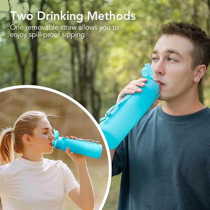 TakeToday Collapsible Water Bottles 32oz, Foldable Travel Water Bottle - Image 6