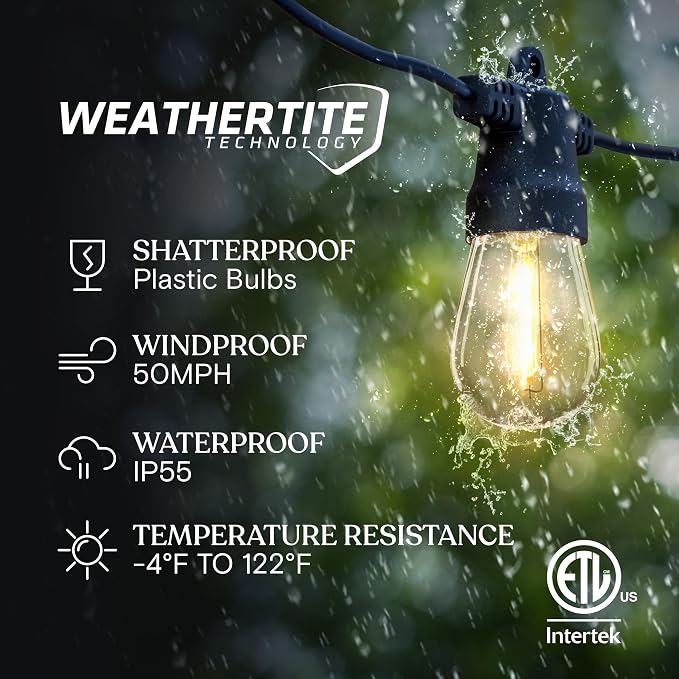 Brightech Ambience Pro Solar Powered Outdoor String Lights -27 ft Commercial - Image 2