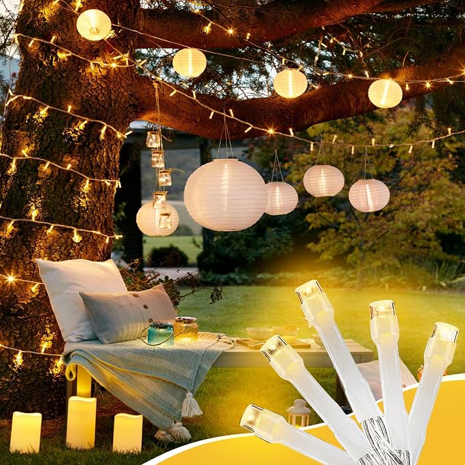 100FT Warm White String Lights – 300 LED Extra Long Waterproof Fairy Lights on - Image 7