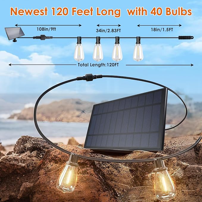 Bdrofn 120FT Solar String Lights Outdoor, Solar Patio Lights Waterproof - Image 4