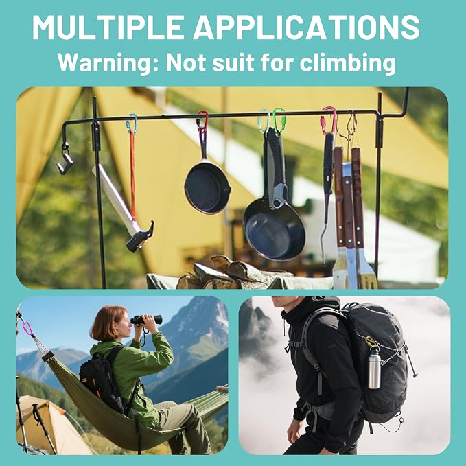 Multi-Pack Aluminum Carabiner Clips, Outdoor Activities - Image 6
