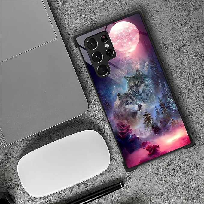 for Samsung Galaxy S22 Ultra Case, Star Two Wolfs Howling Pattern Graphic - Image 6