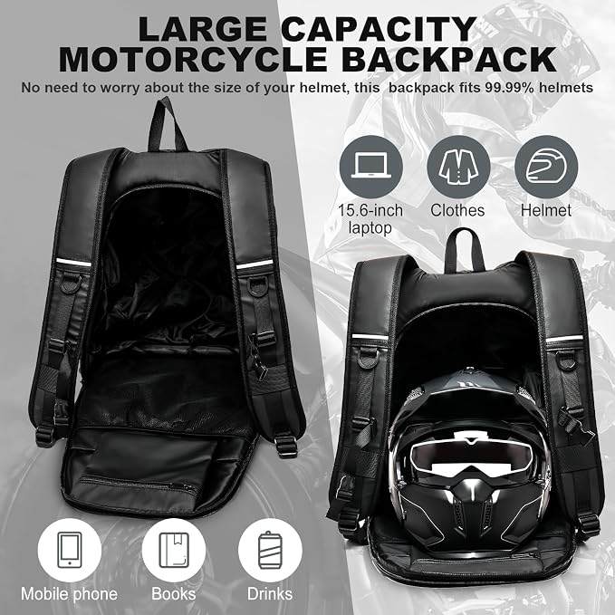 Motorcycle Helmet Backpack, Waterproof Riding Backpacks - Image 4