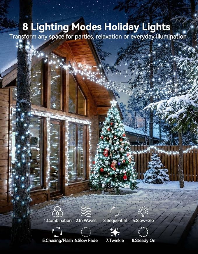 LitHome 164FT 500 LED String Lights Outdoor Indoor, 8 Modes Waterproof - Image 2