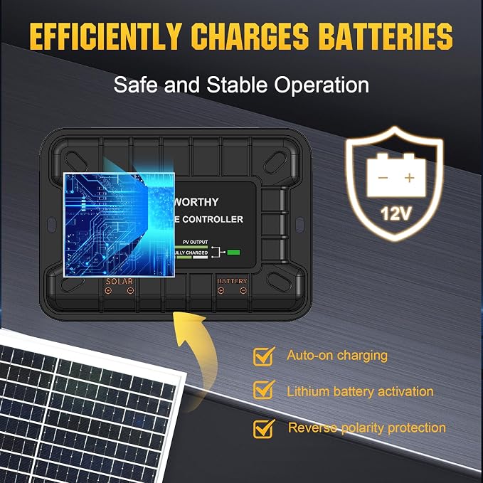 ECO-WORTHY 25W 12V Solar Battery Charger Trickle Maintainer, 25W Waterproof - Image 8