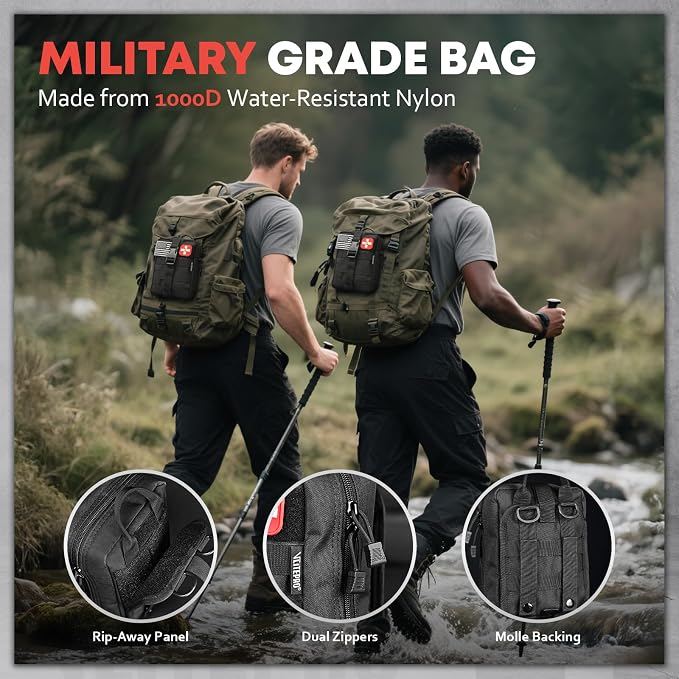 242 Piece First Aid & Survival Kit – Molle Pouch IFAK, 1000D Nylon, Color-Coded - Image 5