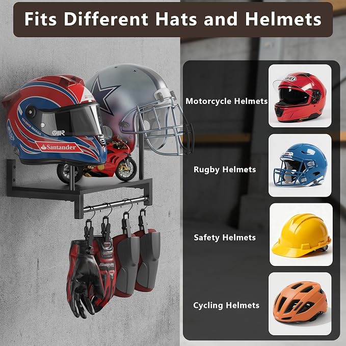 Motorcycle Helmet Holder Wall Mount, Helmet Rack - Image 2