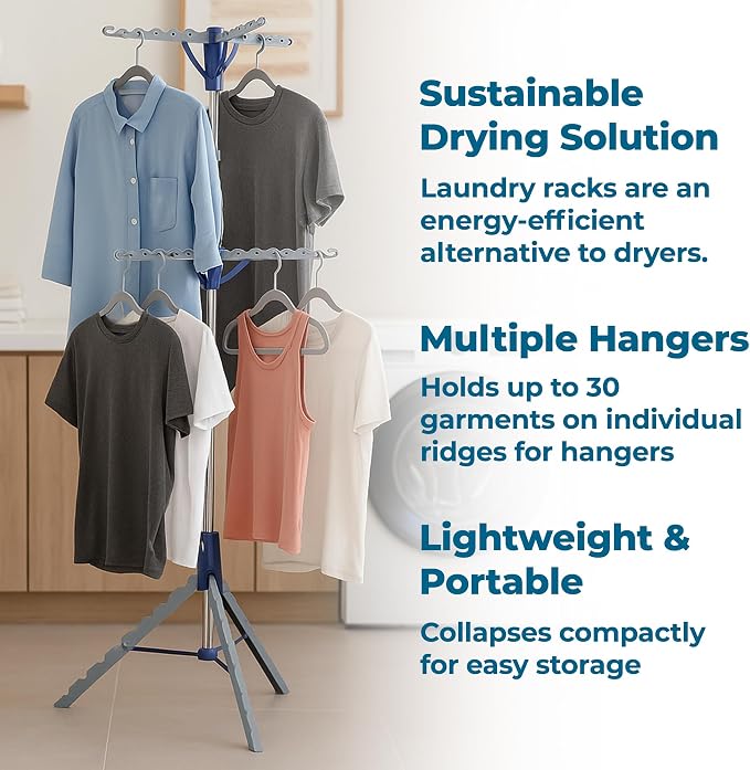 Honey-Can-Do 2-Tier 73-Inch Collapsible Tripod Drying Rack, Heavy Duty Chrome - Image 4